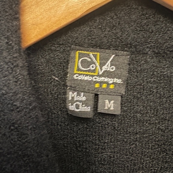 CoVelo Black Coat Red Embroidered Floral Felted Boiled Wool Jacket, size Small - Picture 4 of 14